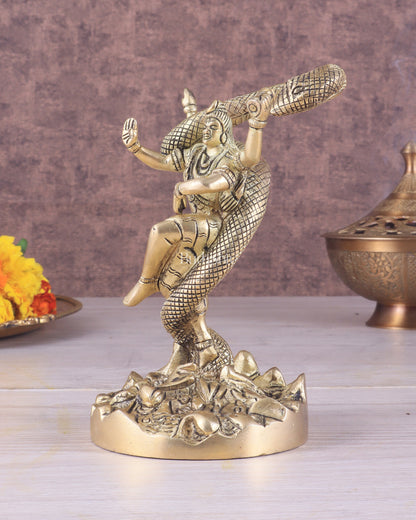 Brass Dancing Shiva Surrounded by Vasuki - Excellent Statue