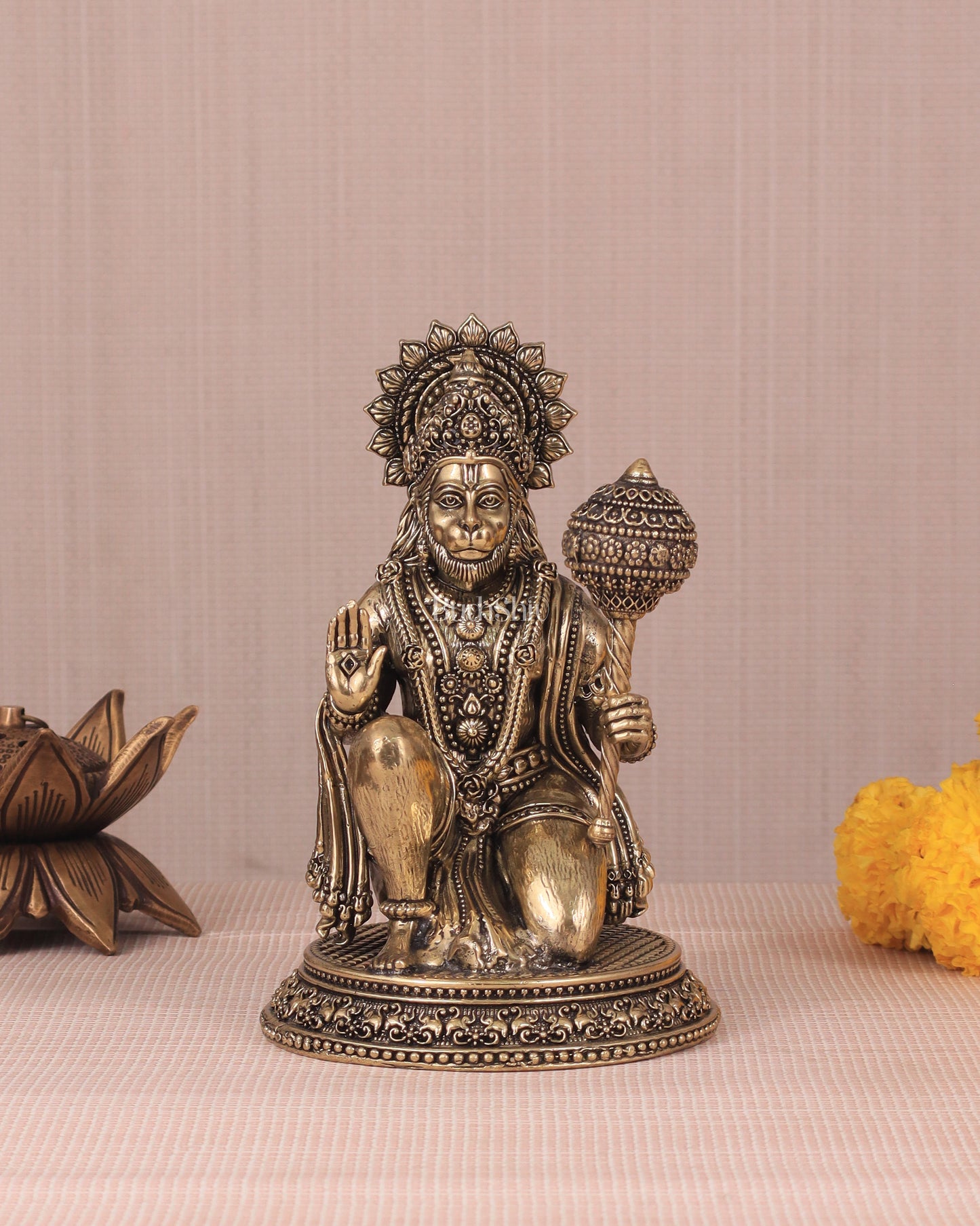 Pure Brass Intricately Crafted Hanuman 6.7 inch