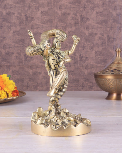 Brass Dancing Shiva Surrounded by Vasuki - Excellent Statue