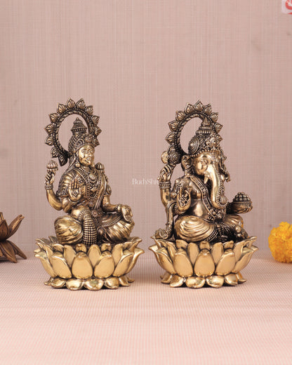 Ganesh Lakshmi Brass Superfine Idols - 8"