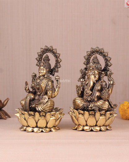 Ganesh Lakshmi Brass Superfine Idols - 8"