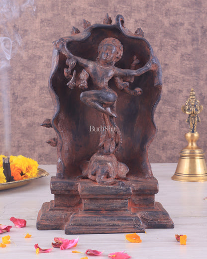 Pure Brass Gajasurasamhara Shiva Idol dancing shiva red mud patina