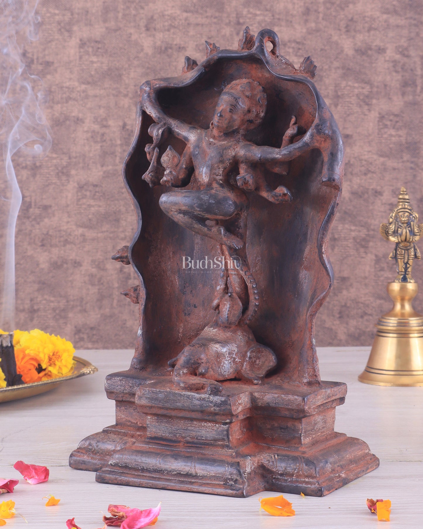 Pure Brass Gajasurasamhara Shiva Idol dancing shiva red mud patina