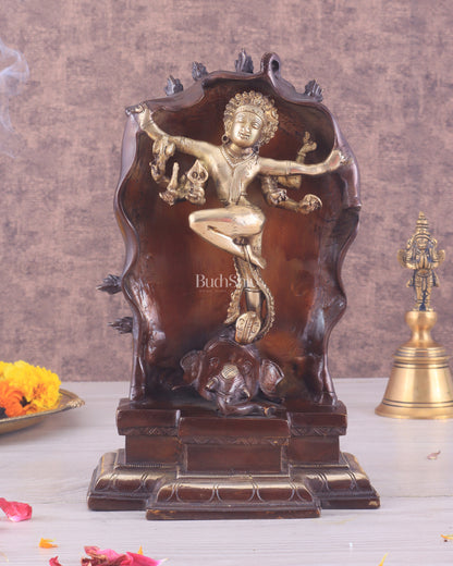 Pure Brass Gajasurasamhara Shiva Idol dancing shiva Chola gold tone