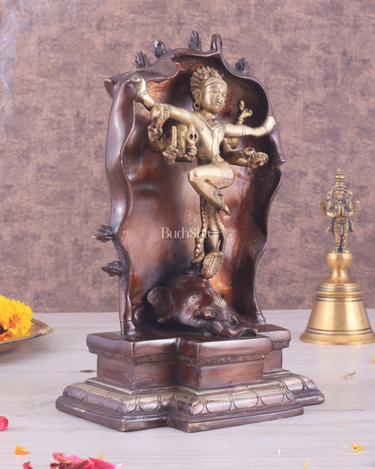 Pure Brass Gajasurasamhara Shiva Idol dancing shiva Chola gold tone