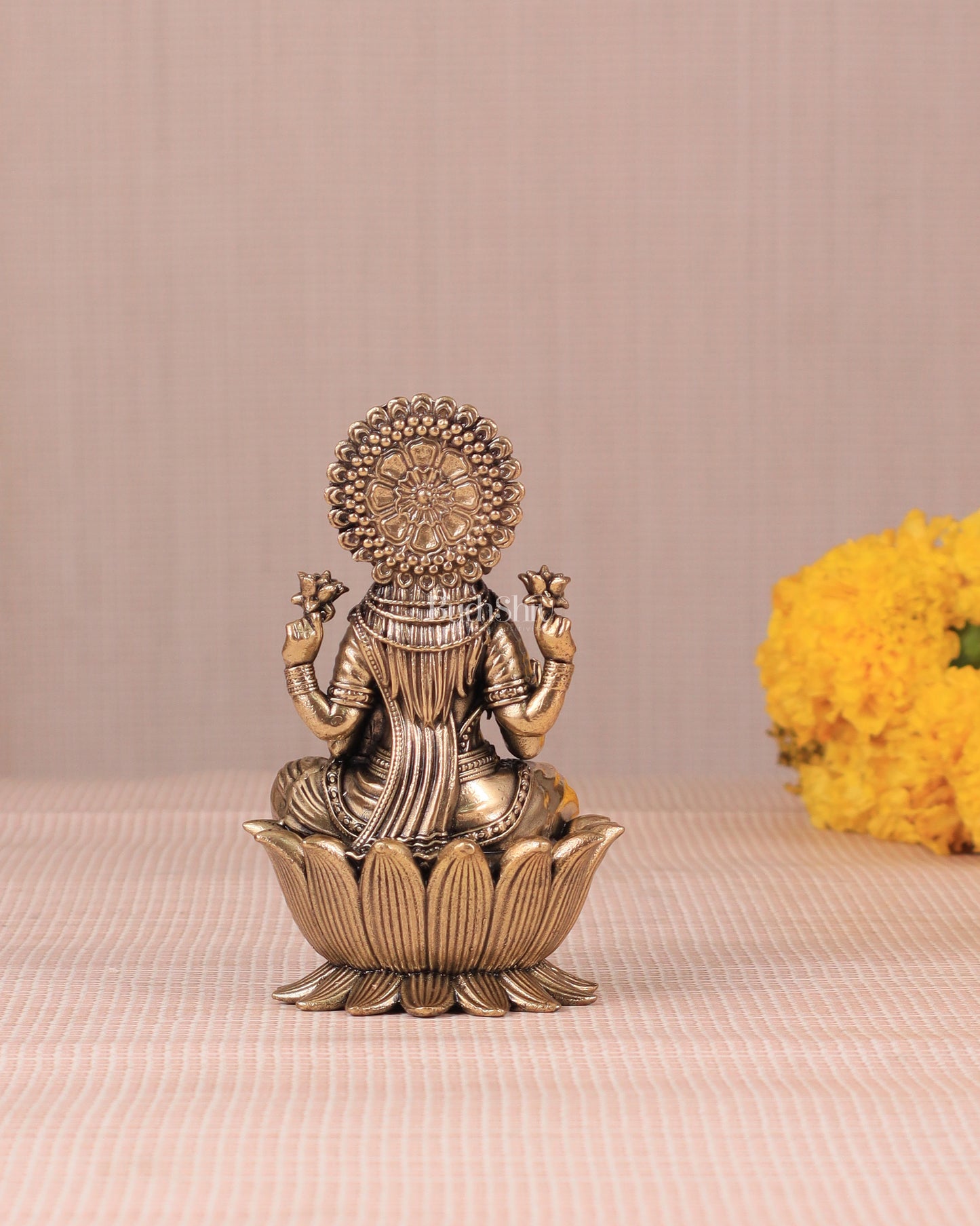 Brass Superfine Lakshmi Idol - 4 Inch lotus base