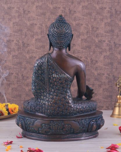 Pure Brass Antique Buddha medicine Statue - 13.5" Height