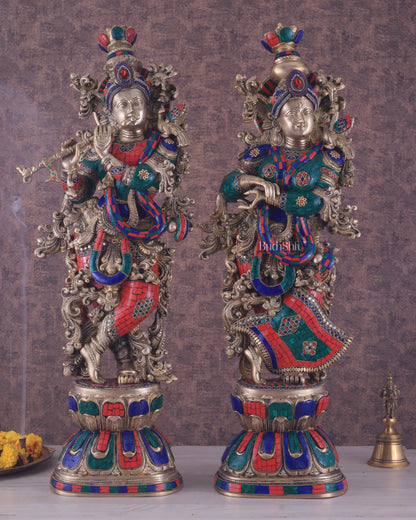 Handcrafted Brass Radha Krishna Idols 30 inch