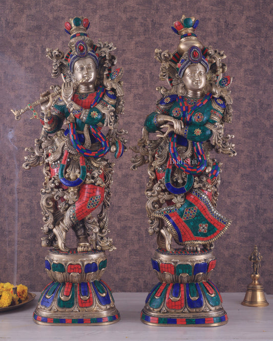 Handcrafted Brass Radha Krishna Idols 30 inch