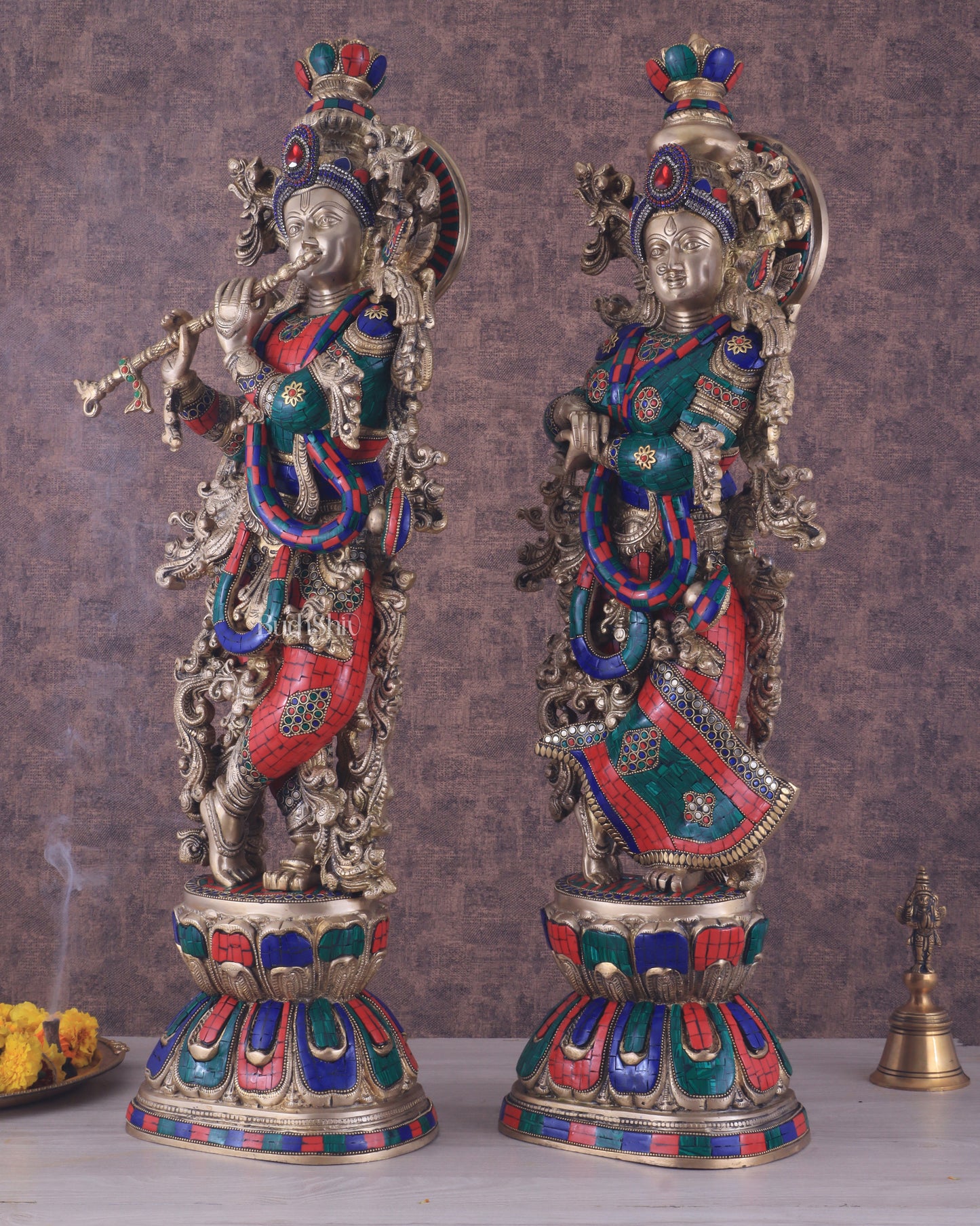 Handcrafted Brass Radha Krishna Idols 30 inch