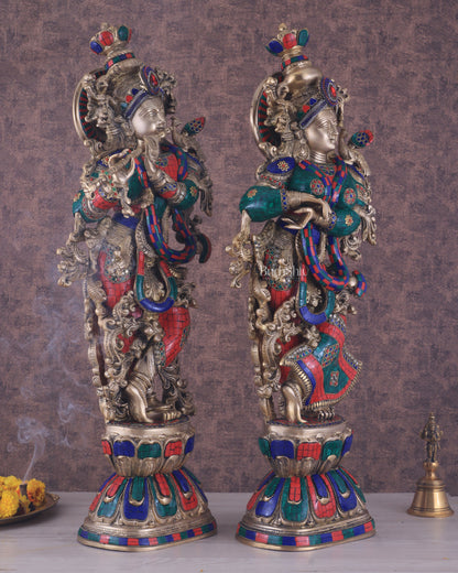 Handcrafted Brass Radha Krishna Idols 30 inch