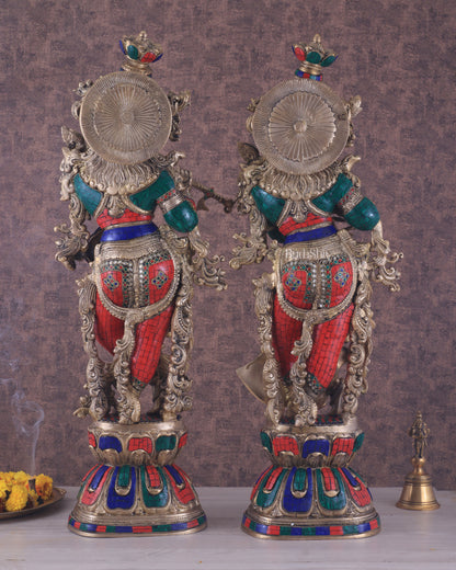 Handcrafted Brass Radha Krishna Idols 30 inch