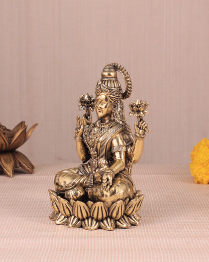 Intricate Lakshmi Superfine Brass Idol with Clear Detailing