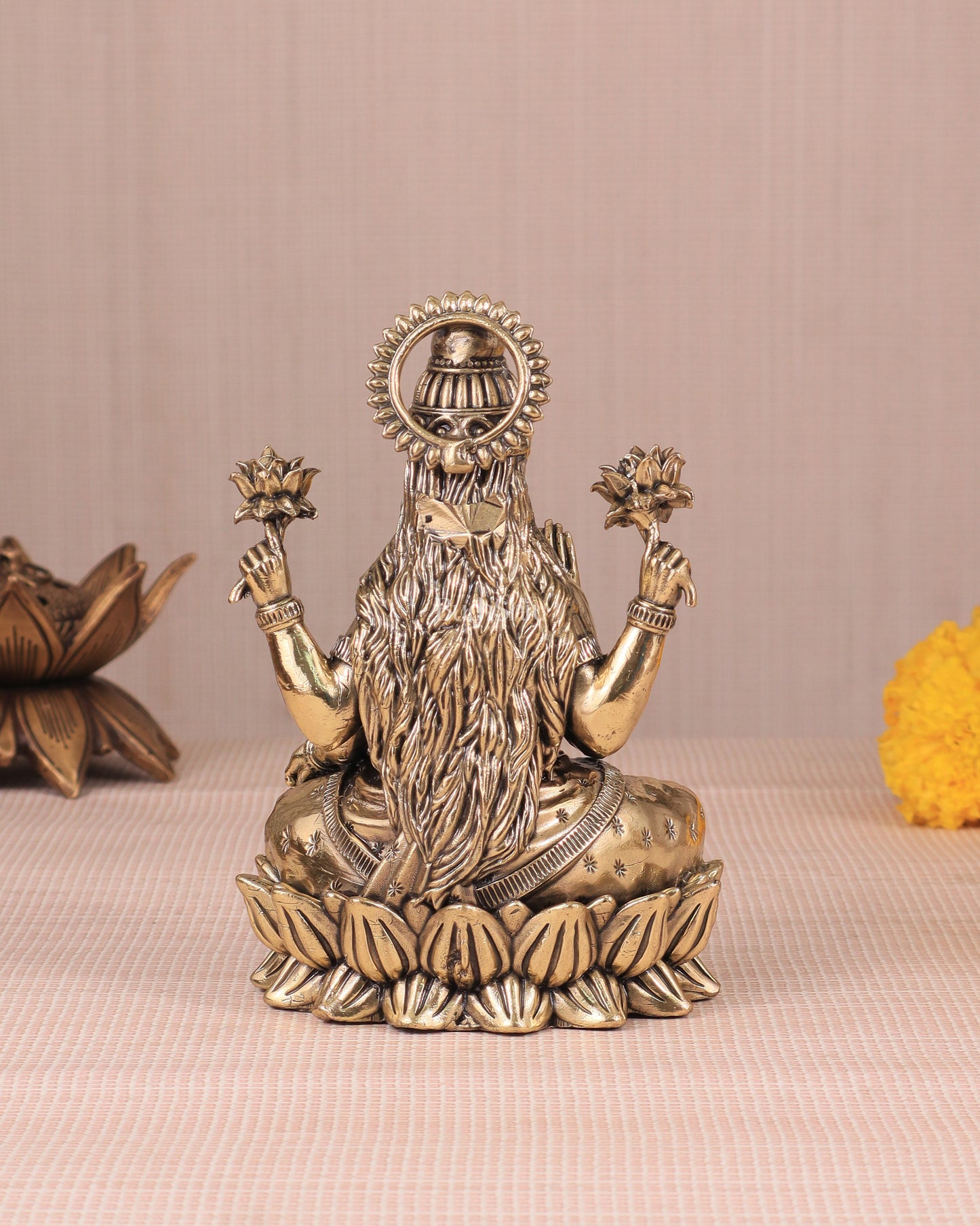 Intricate Lakshmi Superfine Brass Idol with Clear Detailing