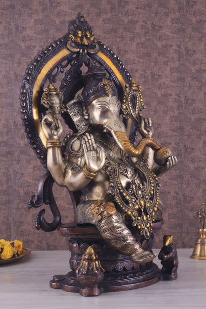 Pure Brass Ganesha Idol | Superfine Three Tone Finish 26"