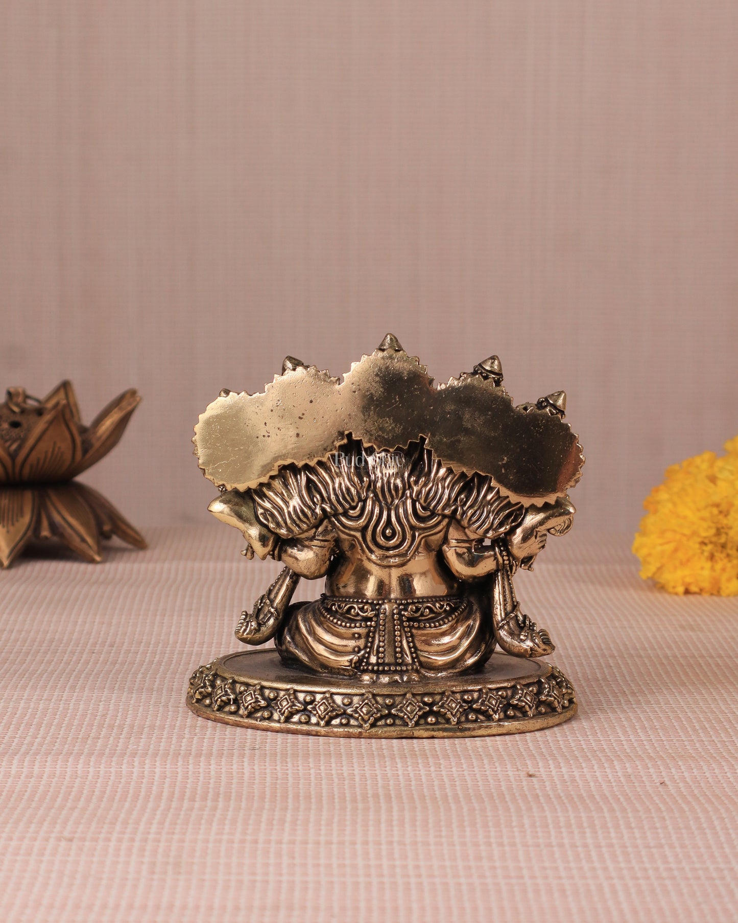 Panchmukhi Ganesha (Five-Faced) Superfine Intricate Pure Brass Idol - 4.25"