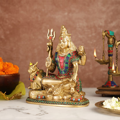 Brass Shiva statue with nandi 9 "