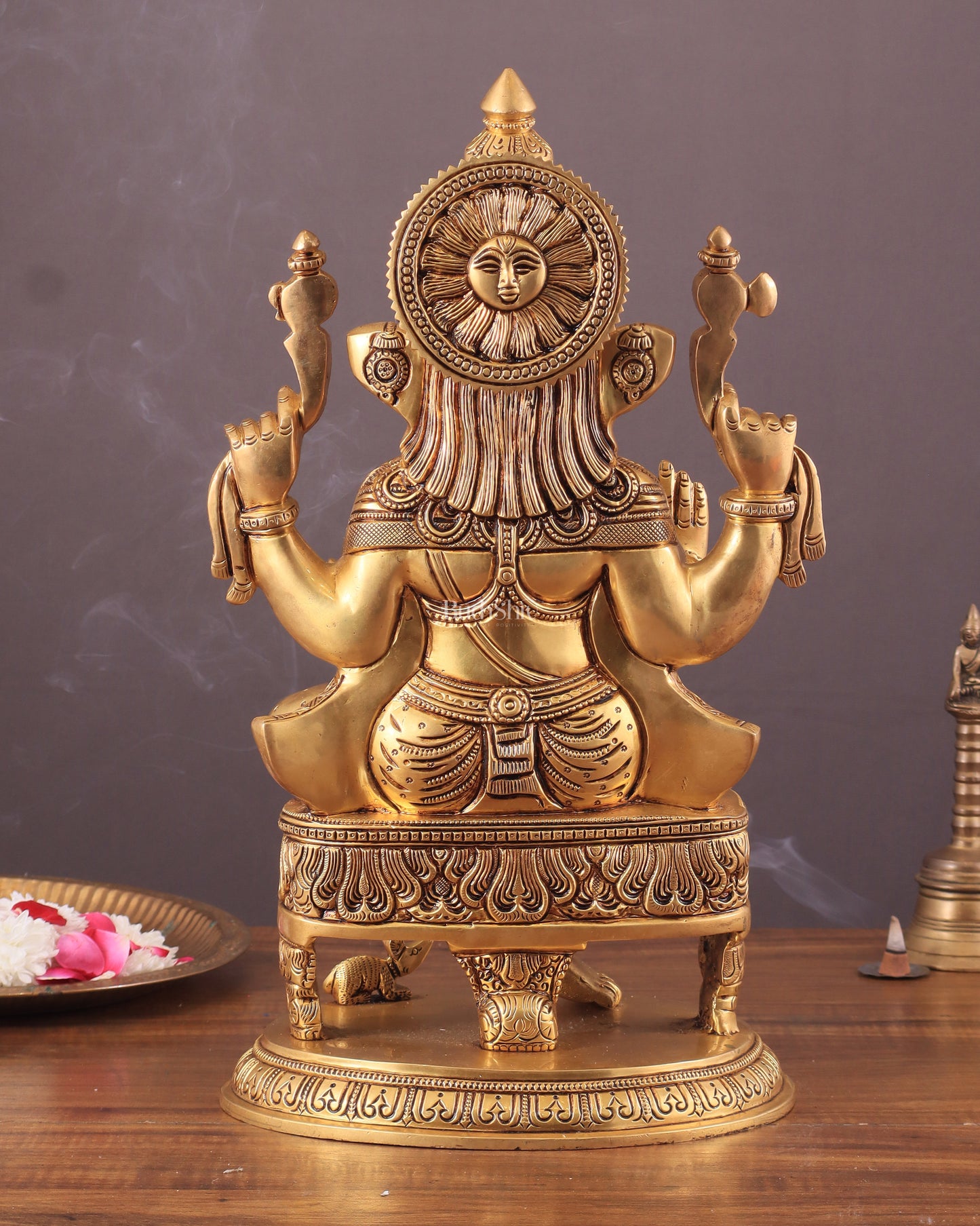 Brass Superfine Lord Ganesha Statue with Advanced Carvings - 15.5"