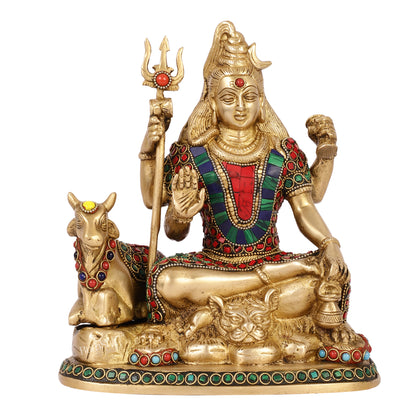 Brass Shiva statue with nandi 9 "