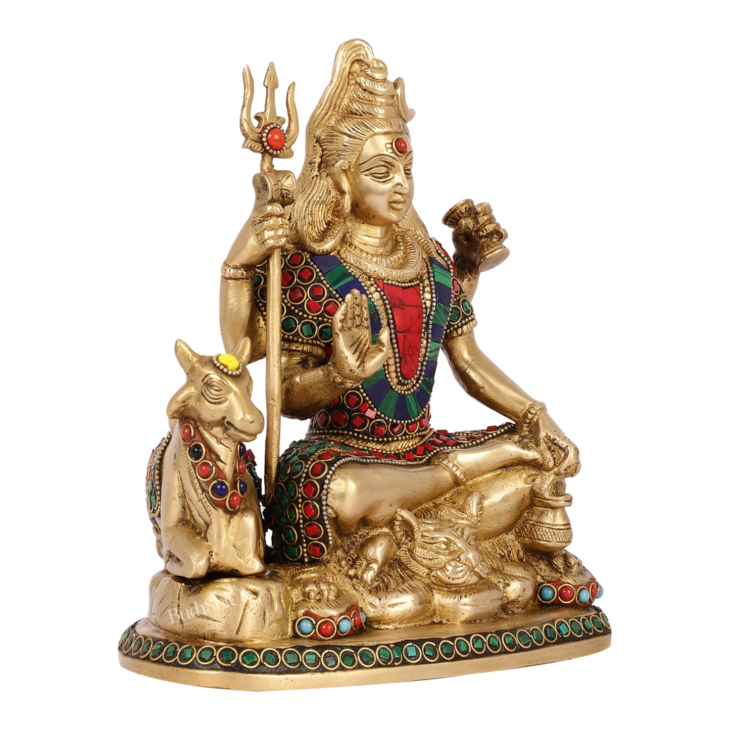 Brass Shiva statue with nandi 9 "
