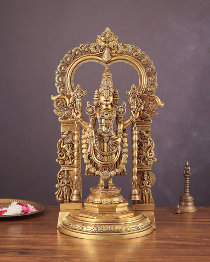 Large Brass Tirupati Balaji Statue with Hanuman and Garuda – 22 Inch