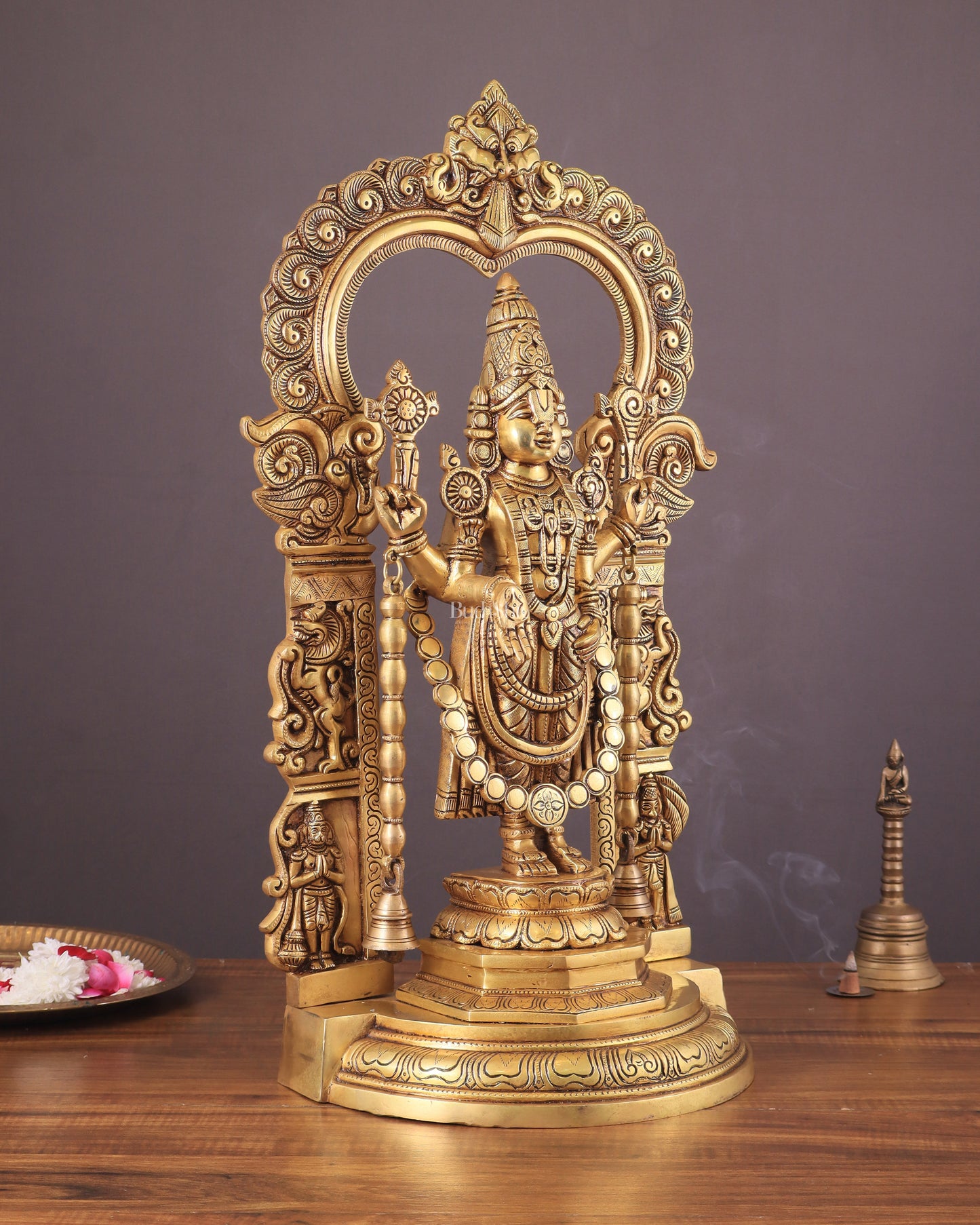 Large Brass Tirupati Balaji Statue with Hanuman and Garuda – 22 Inch