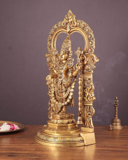 Large Brass Tirupati Balaji Statue with Hanuman and Garuda – 22 Inch