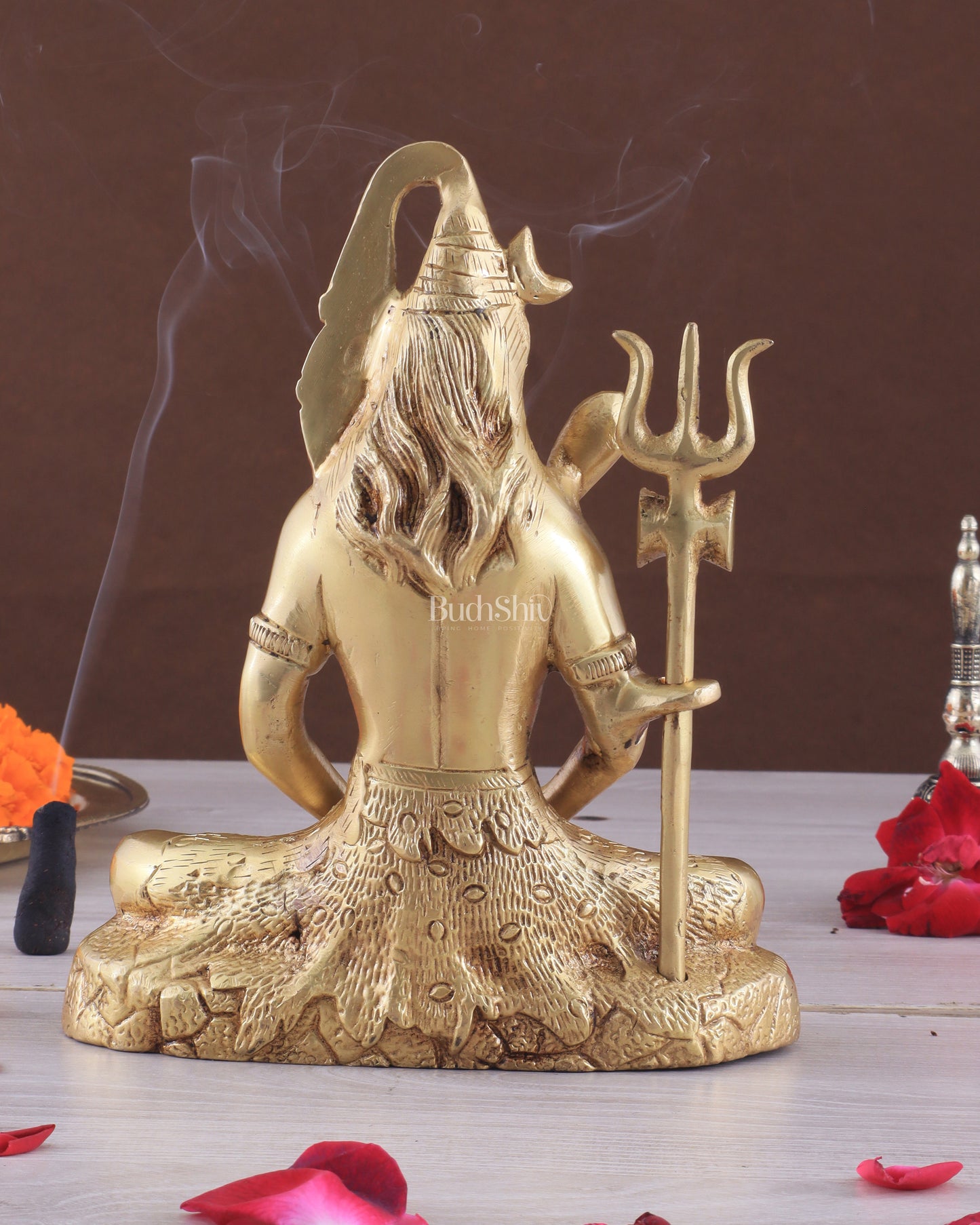 Brass Lord Shiva in Meditation Statue 8"