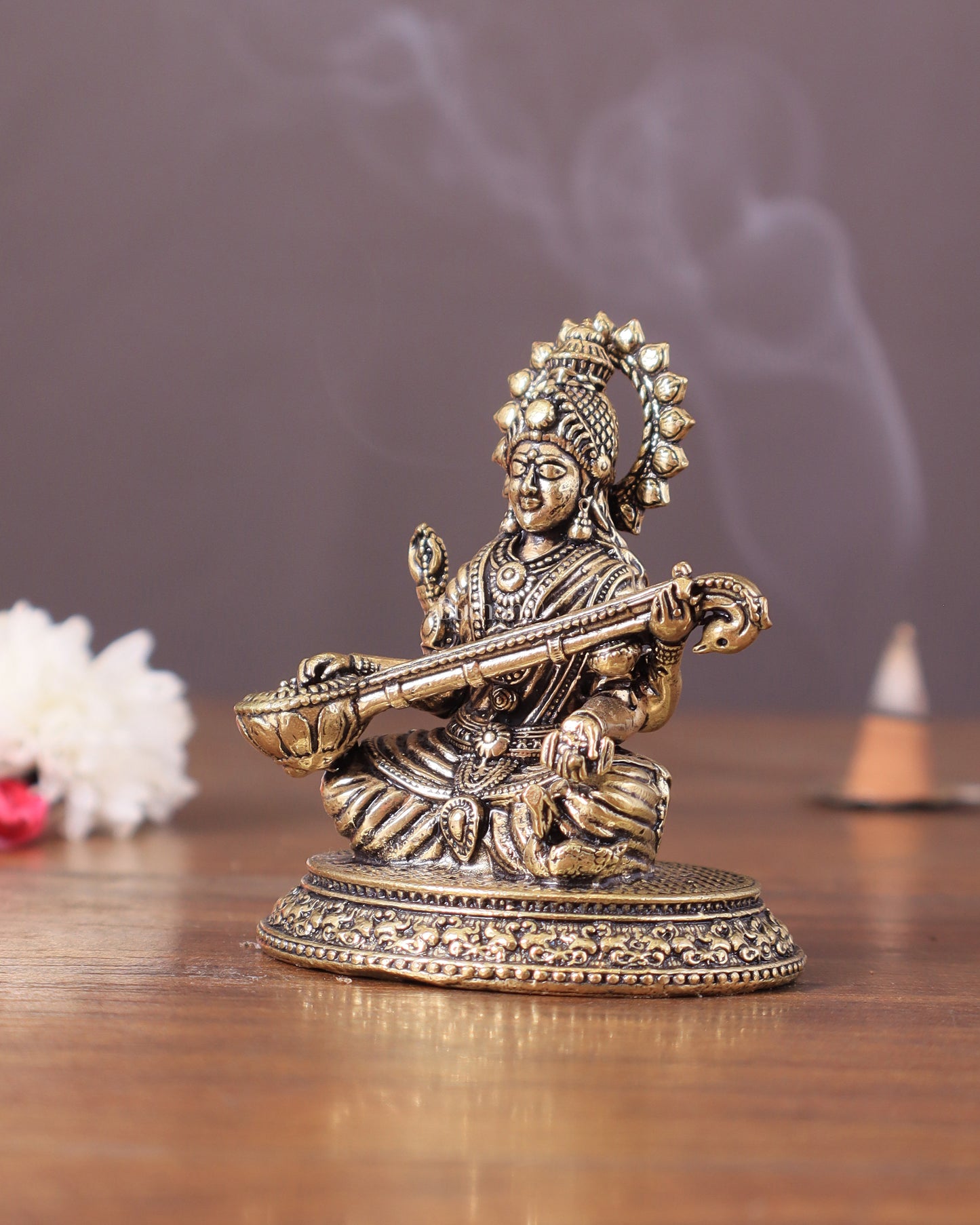 Pure Brass superfine Saraswati Idol 3"