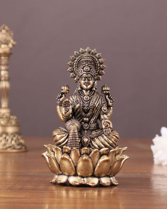 Pure Brass Intricate Superfine Lakshmi Idol 3"