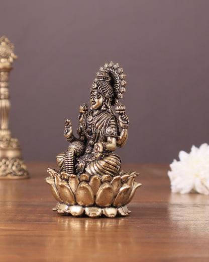 Pure Brass Intricate Superfine Lakshmi Idol 3"