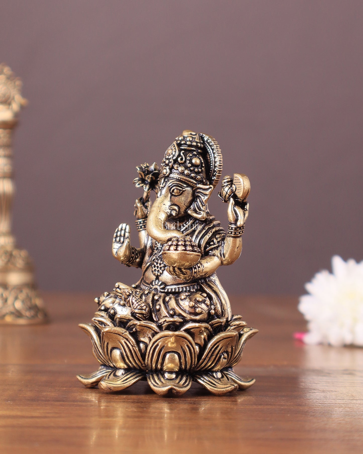 Pure Brass Lord Ganesha Idol Unique 3"