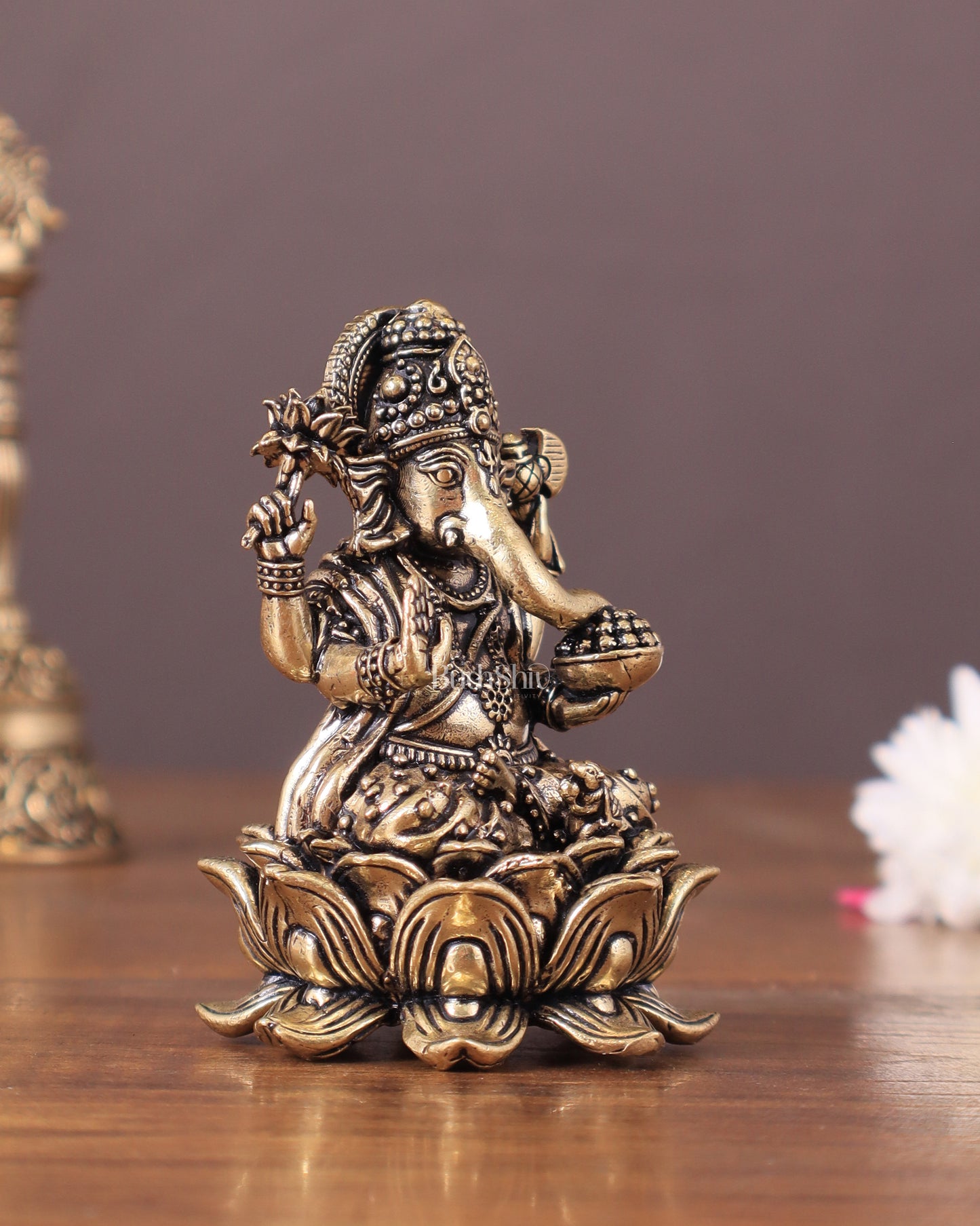 Pure Brass Lord Ganesha Idol Unique 3"