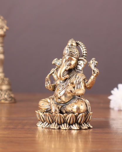 Pure brass Intricate Ganesha idol 3"