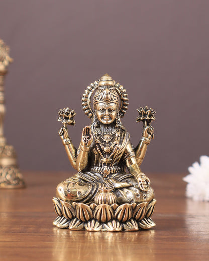 Pure brass superfine Goddess Lakshmi idol 3"