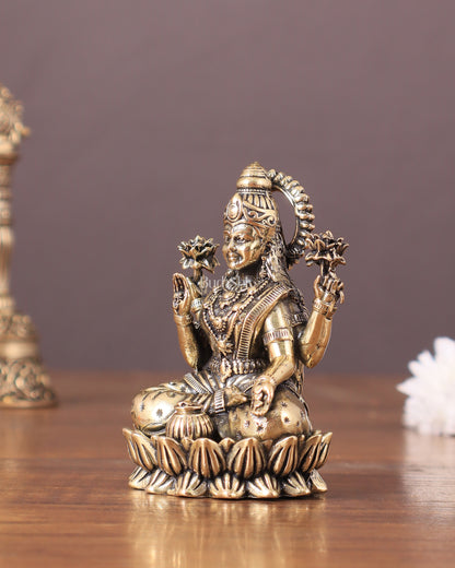 Pure brass superfine Goddess Lakshmi idol 3"