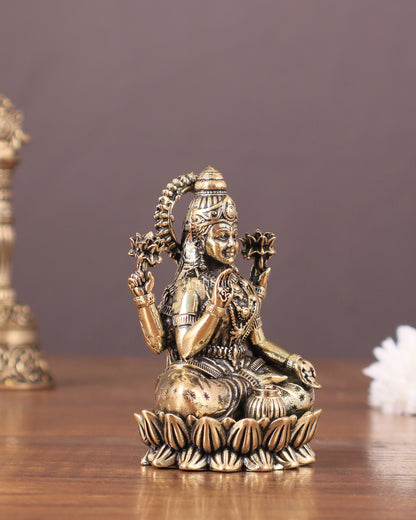 Pure brass superfine Goddess Lakshmi idol 3"