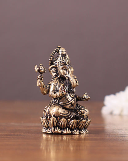 Pure brass Intricate Ganesha idol 2.5"