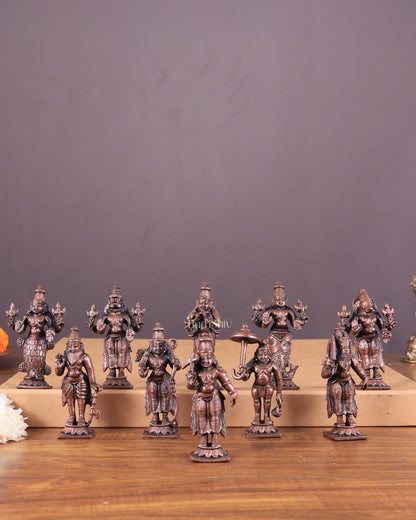 Pure Copper Vishnu Dashavatar Idol Set 3.5"