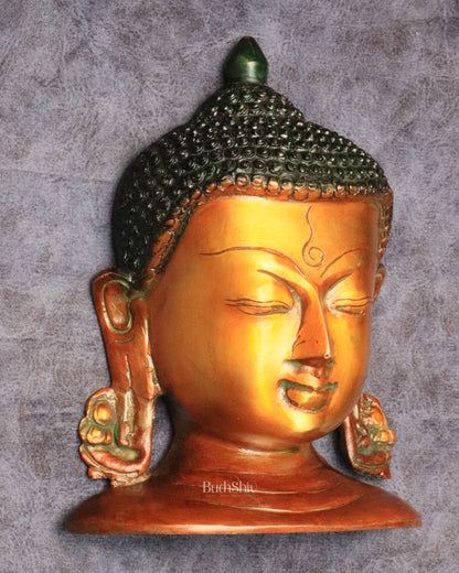 Buddha face brass wall hanging 6.5"