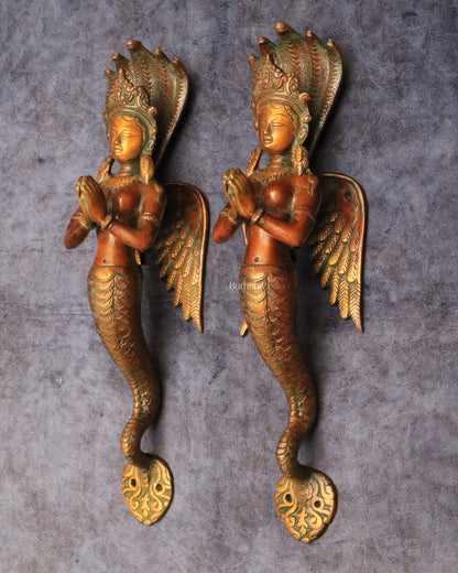 Pure Brass Vintage Naag Kanya Door Handles