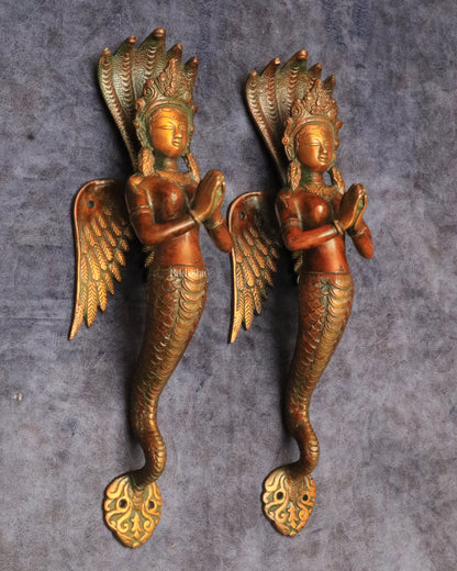 Pure Brass Vintage Naag Kanya Door Handles