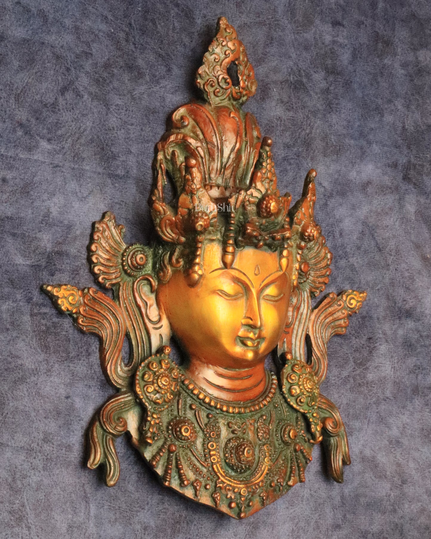 Pure Brass Tara Devi Wall Hanging in Antique Dual-Tone Finish 10.5"