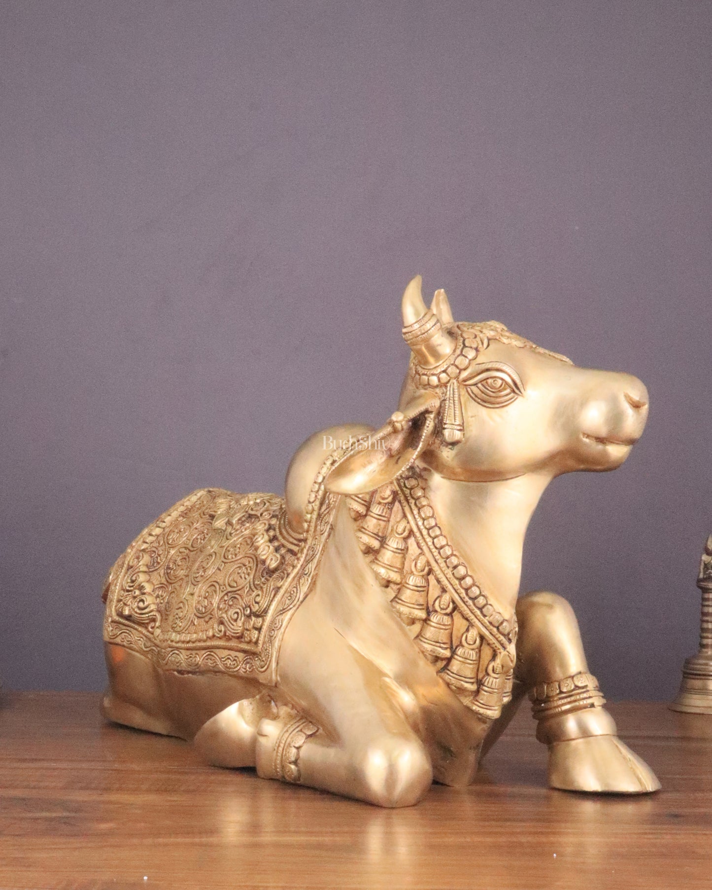 Handcrafted Brass Nandi Idol - 14.5" Height, 21" Width