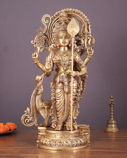 Kartikeya Lord Murugun Brass Superfine Statue 20"