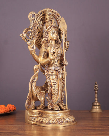 Kartikeya Lord Murugun Brass Superfine Statue 20"