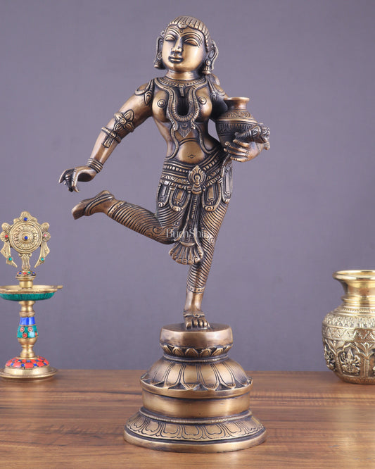 Vintage Brass Vishnu Mohini Avatar Sculpture 16.5"