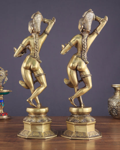 Brass Apsara Unique Sculpture – A Testament of Fertility (Pair) 16"