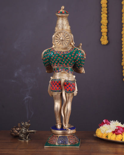 Brass Hanuman Statue in anjali Mudra - 21.5" Height