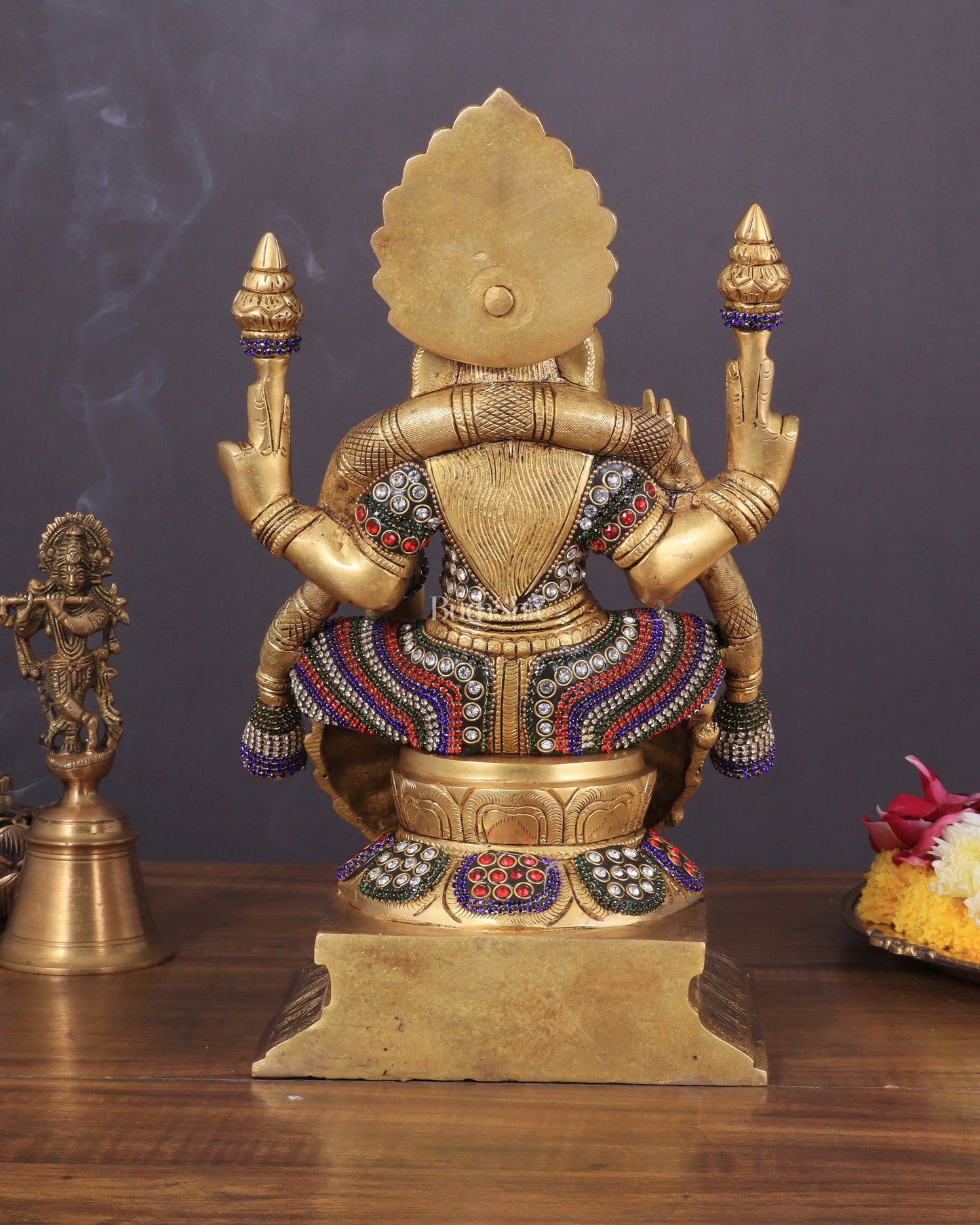 Brass Goddess Lakshmi as Padmavati Statue Murti Idol | 12.5" jewels meenakari